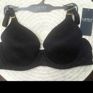 NWT Lauren Ralph Lauren Black T-Shirt Full Coverage Bra Seamless Comfort